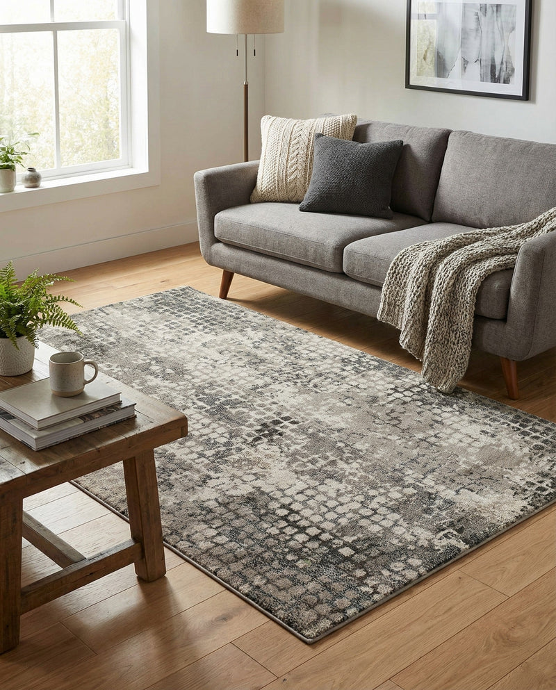 Chromatic Oasis Collection Area Rug -  Tropic Rectangle Gray  lifestyle 31
