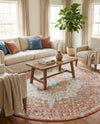 Coastal Haven Collection Area Rug - Seabreeze (Red) Round Red  lifestyle 58