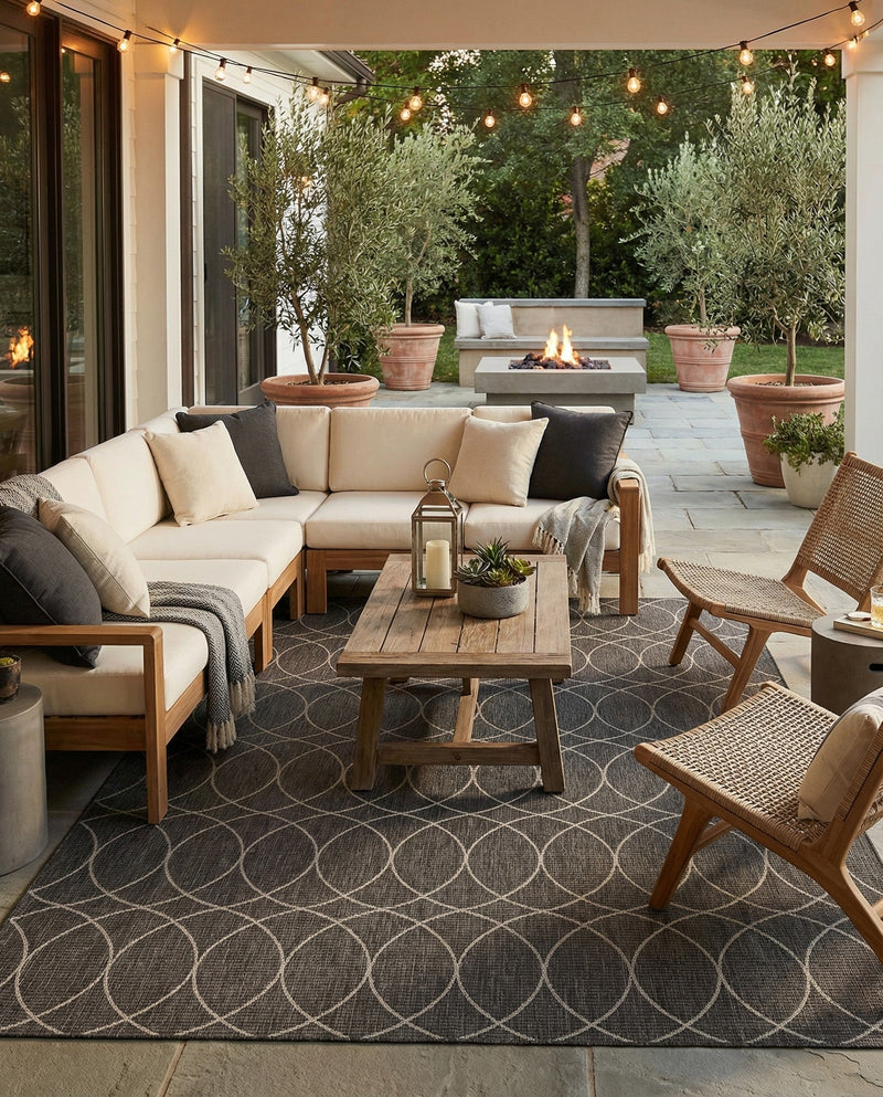 Savannah Pergola Collection Area Rug -  Pavilion (Charcoal) Rectangle Charcoal  lifestyle 6