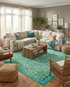 Baroque Era Collection Area Rug - Versailles (Spring Green) Square Spring Green  lifestyle 39