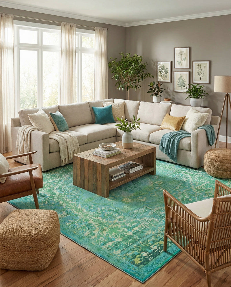 Baroque Era Collection Area Rug - Versailles (Spring Green) Square Spring Green  lifestyle 39