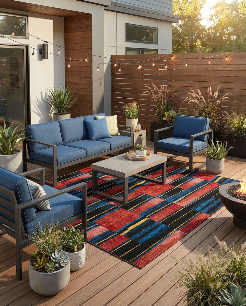 Urban Terrace Collection Area Rug -  Courtyard Square Multi  lifestyle 55
