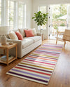 Seaside Stripes Collection Area Rug - Azul Runner White  lifestyle 62