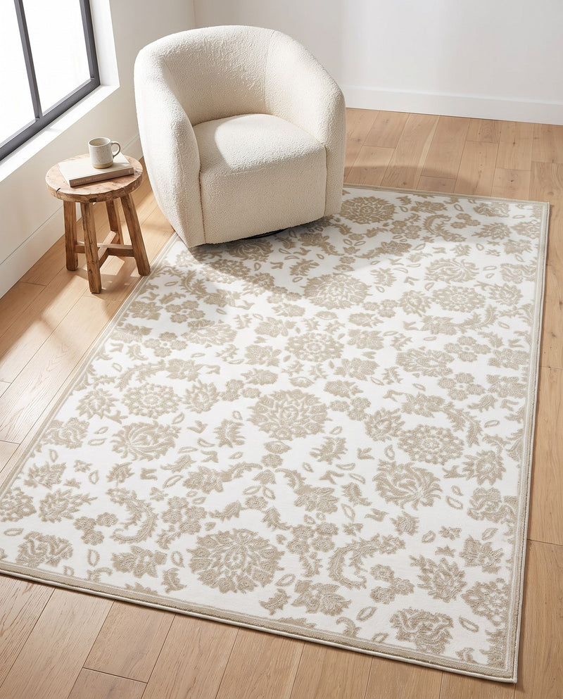 Andes Summit Collection Area Rug -  Chimborazo Rectangle White Brown  lifestyle 35