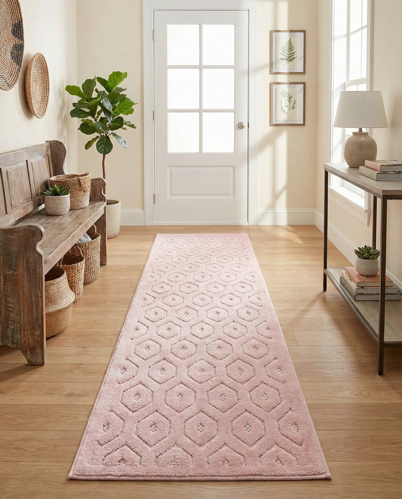 Garden Lattice Charm Collection Area Rug - Arbor (Pink) Runner Pink  lifestyle 37