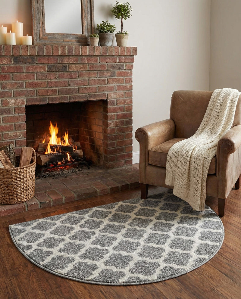 Lattice Gardens Collection Area Rug -  Bloomfield (Dark Gray) Hearth Dark Gray  lifestyle 62