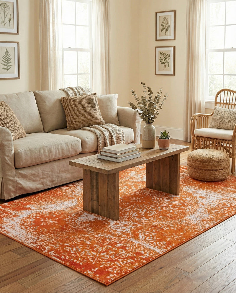 Riviera Elegance Collection Area Rug -  Monaco (Orange) Rectangle Orange  lifestyle 18