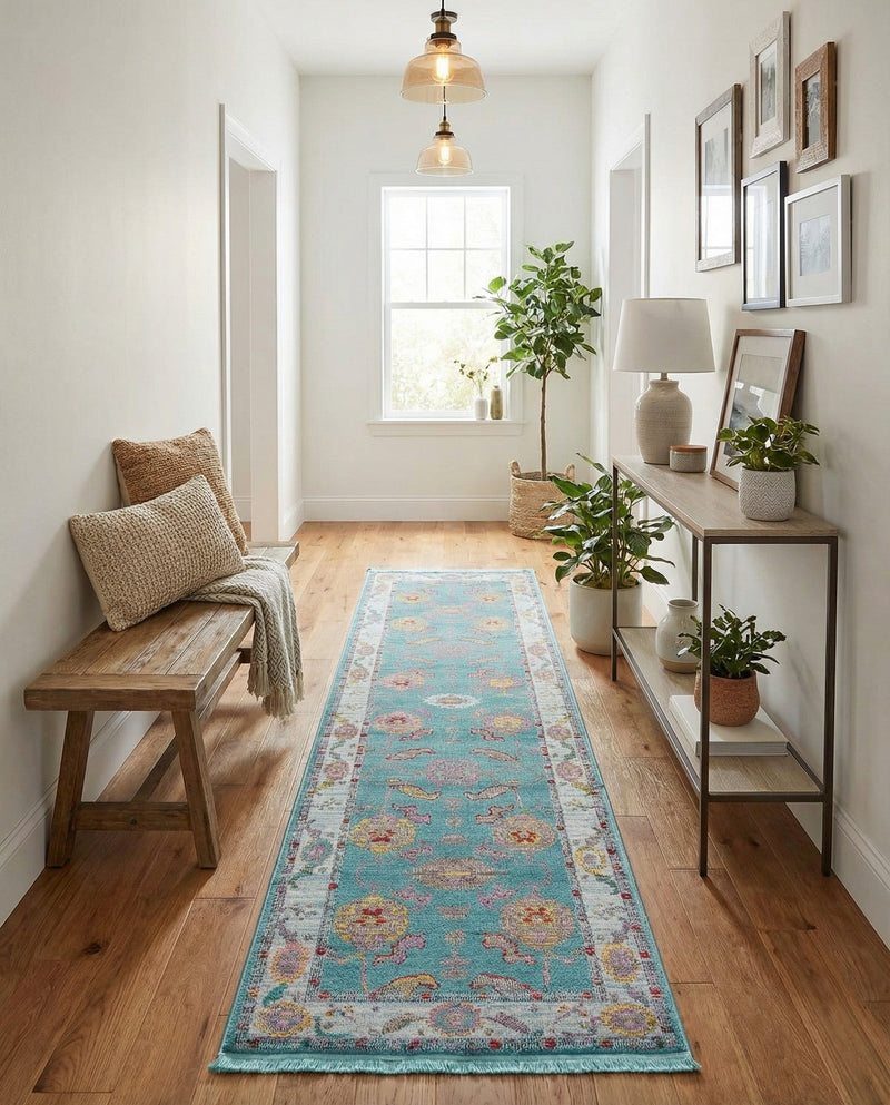 Arcadia Rugs Collection Area Rug - Eden (Aqua and Blue) Runner Aqua and Blue  lifestyle 50