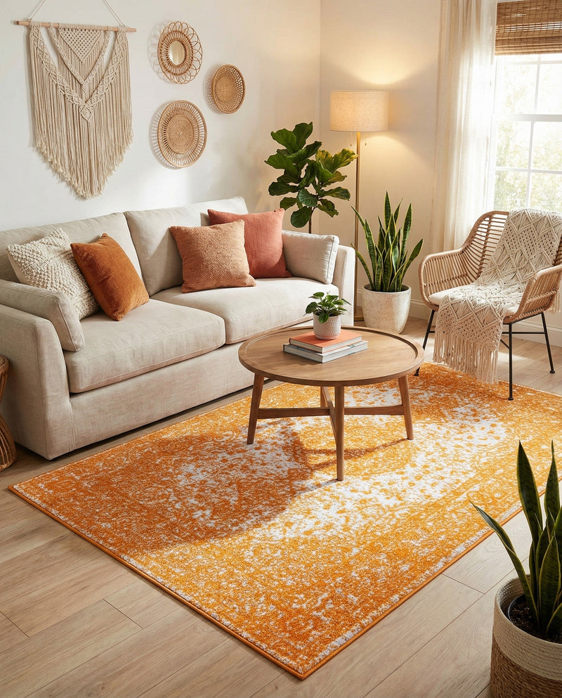 Dover Terrace Collection Area Rug - Marina (Orange) Rectangle Orange  lifestyle 3