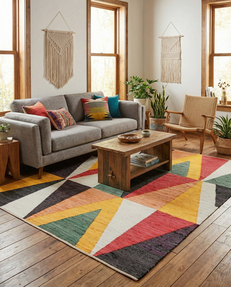 Thar Cotton Collection Area Rug -  Kannur Rectangle Multi  lifestyle 12