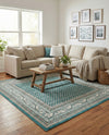 Soho Elegance Collection Area Rug -  Mercer (Turquoise) Square Turquoise  lifestyle 57