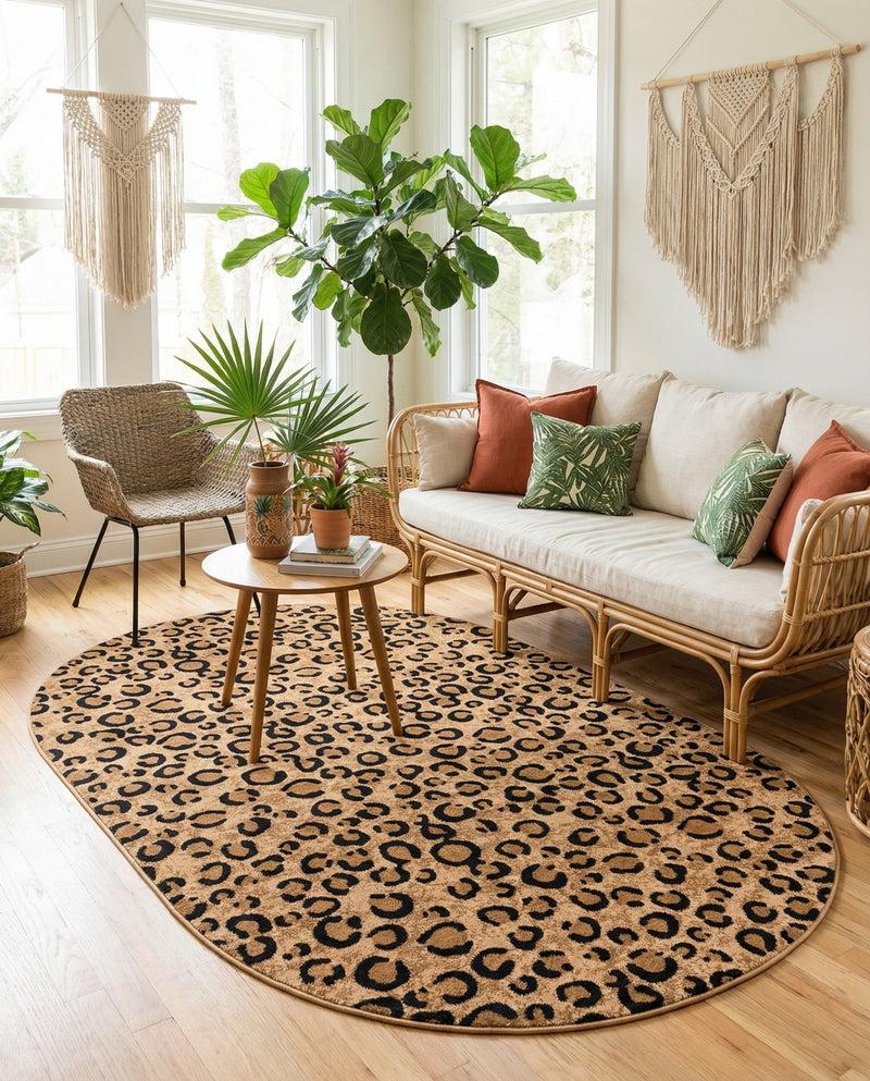 Savannah Sojourn Collection Area Rug -  Mara Oval Light Brown  lifestyle 54