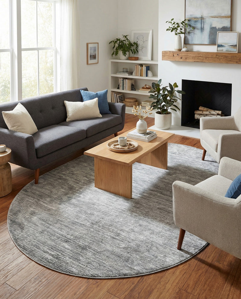 Bloomsbury Elegance Collection Area Rug -  Kensington (Gray) Oval Gray  lifestyle 33