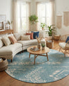 Desert Nomad Terrace Collection Area Rug - Sahara (Light Aqua) Round Light Aqua  lifestyle 21