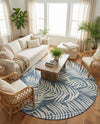 Seaside Blooms Collection Area Rug - Verdure (Blue) Round Blue  lifestyle 61