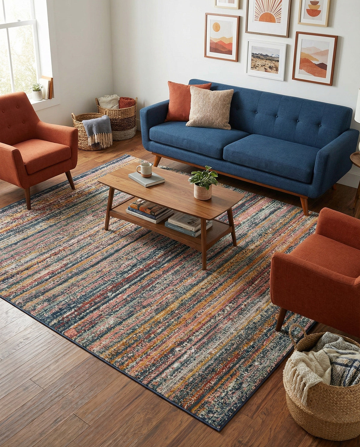 Jewel Oasis Collection Area Rug - Sapphire (Multi) Square Multi  lifestyle 105