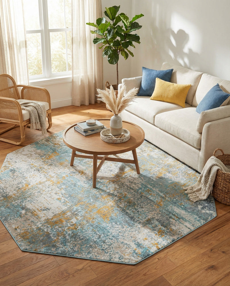 Arcadia Rugs Collection Area Rug -  Nirvana Octagon Cream Blue  lifestyle 74