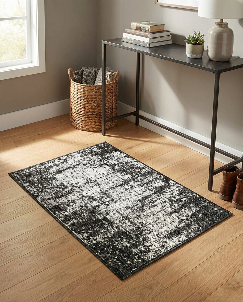 Urban Terrace Collection Area Rug -  Midtown Rectangle Black and White  lifestyle 16