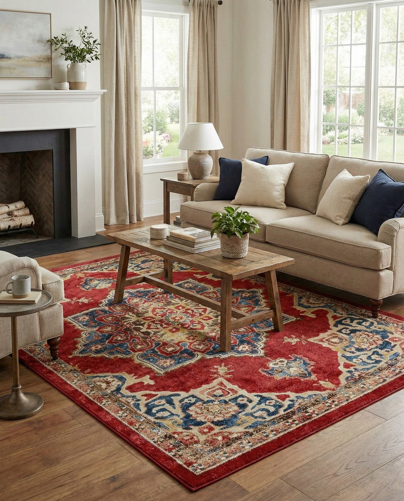 Eden Oasis Collection Area Rug -  Tranquility (Burgundy) Rectangle Burgundy  lifestyle 12
