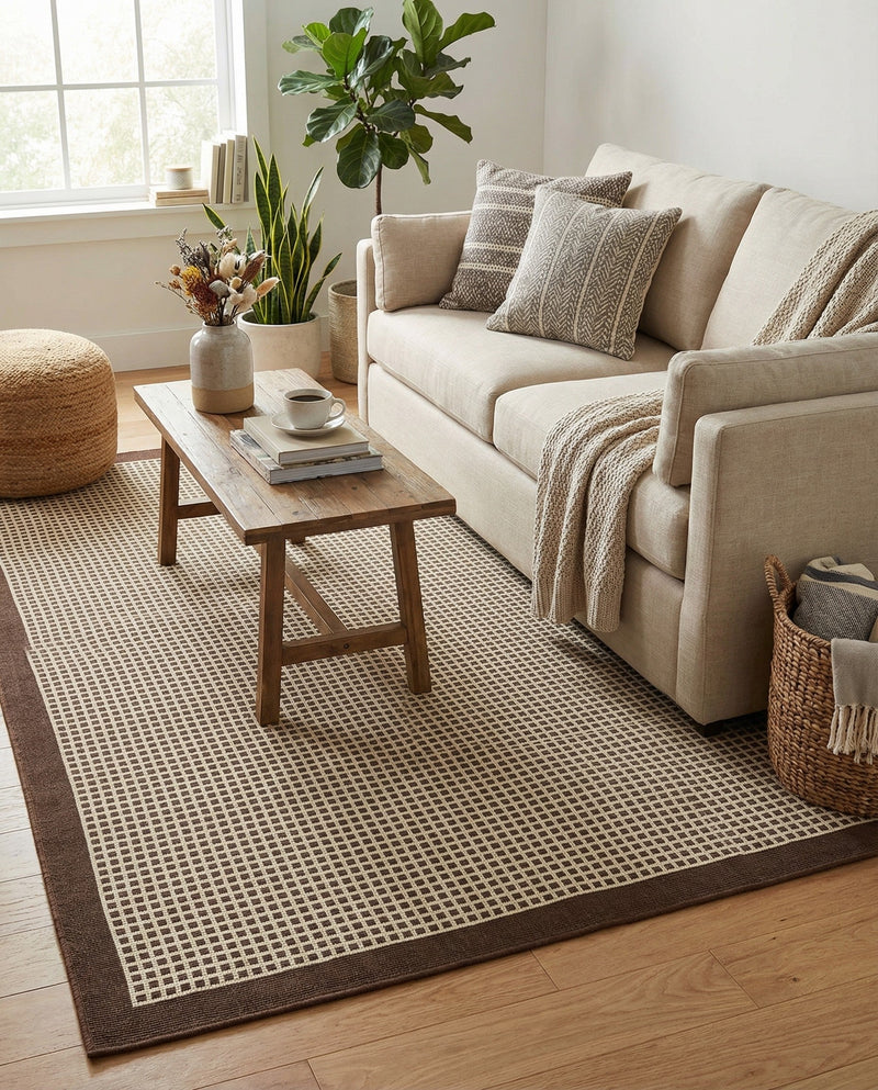 Terrace Fringe Collection Area Rug - Oceanside Rectangle Brown  lifestyle 14