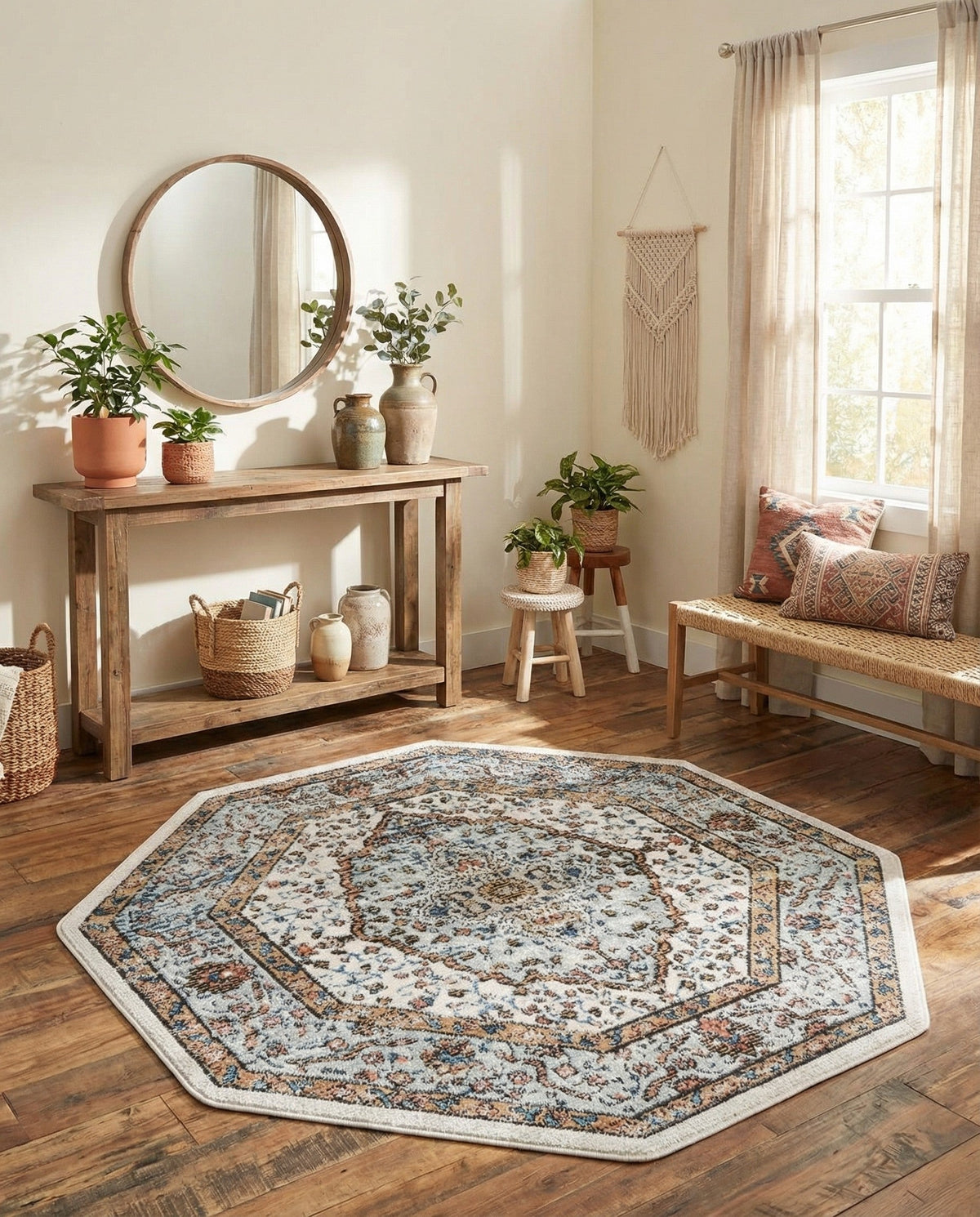 Mykonos Manor Collection Area Rug - Delos Octagon Ivory  lifestyle 177