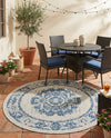 Patio Heritage Collection Area Rug - Savannah (Blue) Round Blue  lifestyle 79