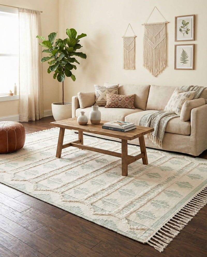 Sonoran Collection Area Rug - BellRock Rectangle Aquamarine and White  lifestyle 29