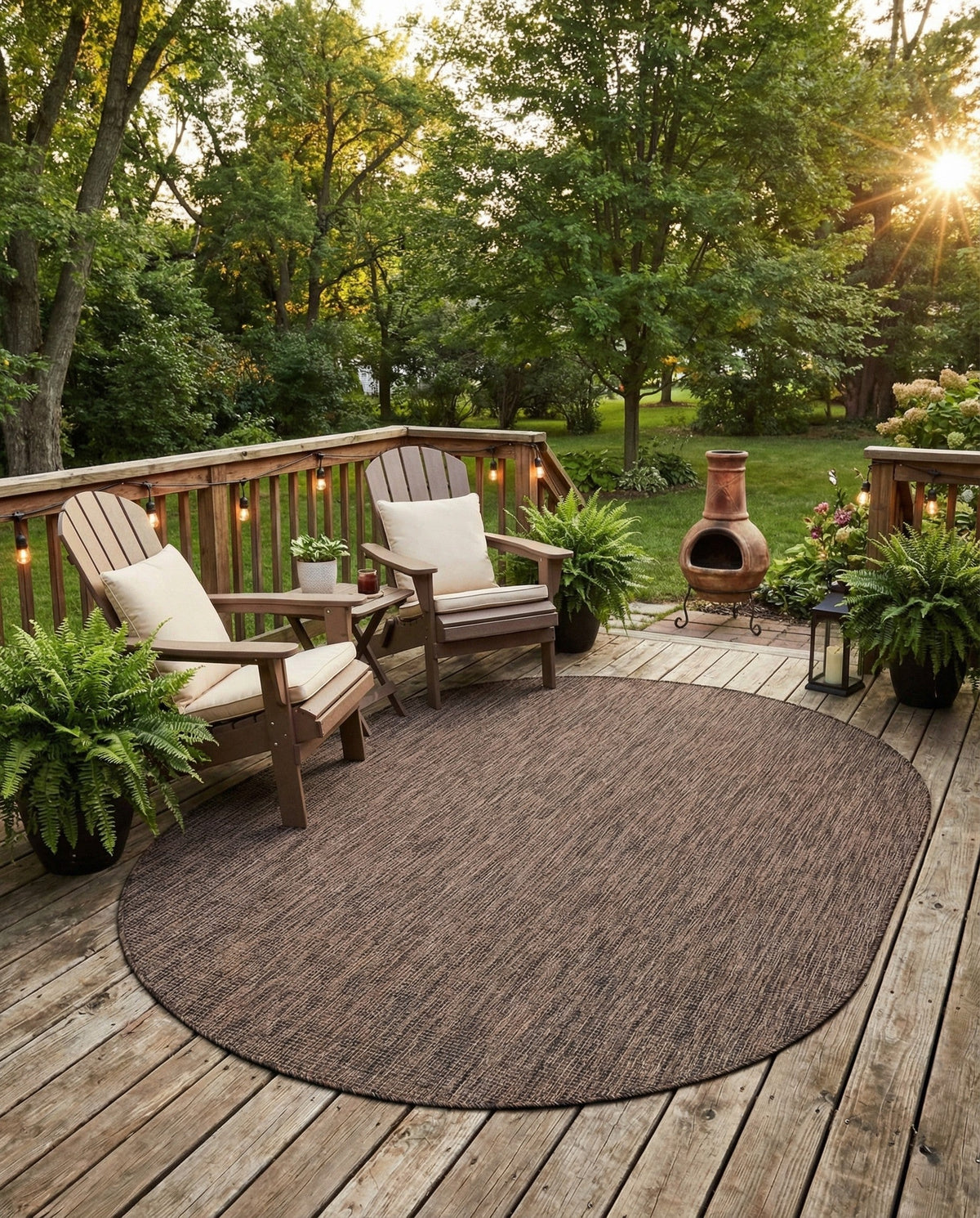 Seaside Serenity Collection Area Rug - Veranda (Light Brown) Oval Light Brown  lifestyle 94