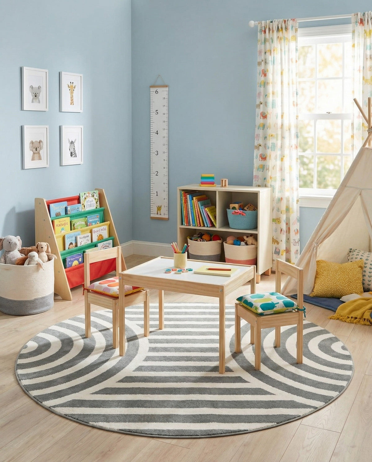 Wonder Tykes Collection Area Rug -  Joydale Round Gray and Silver  lifestyle 145