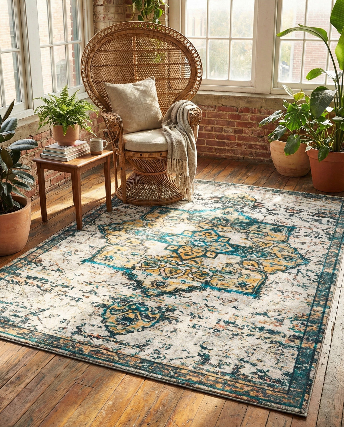 Baroque Era Collection Area Rug - Versailles (Sea Salt White) Rectangle Sea Salt White  lifestyle 11