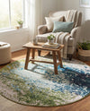 Marrakesh Elegance Collection Area Rug -  Boujad Round Blue  lifestyle 96