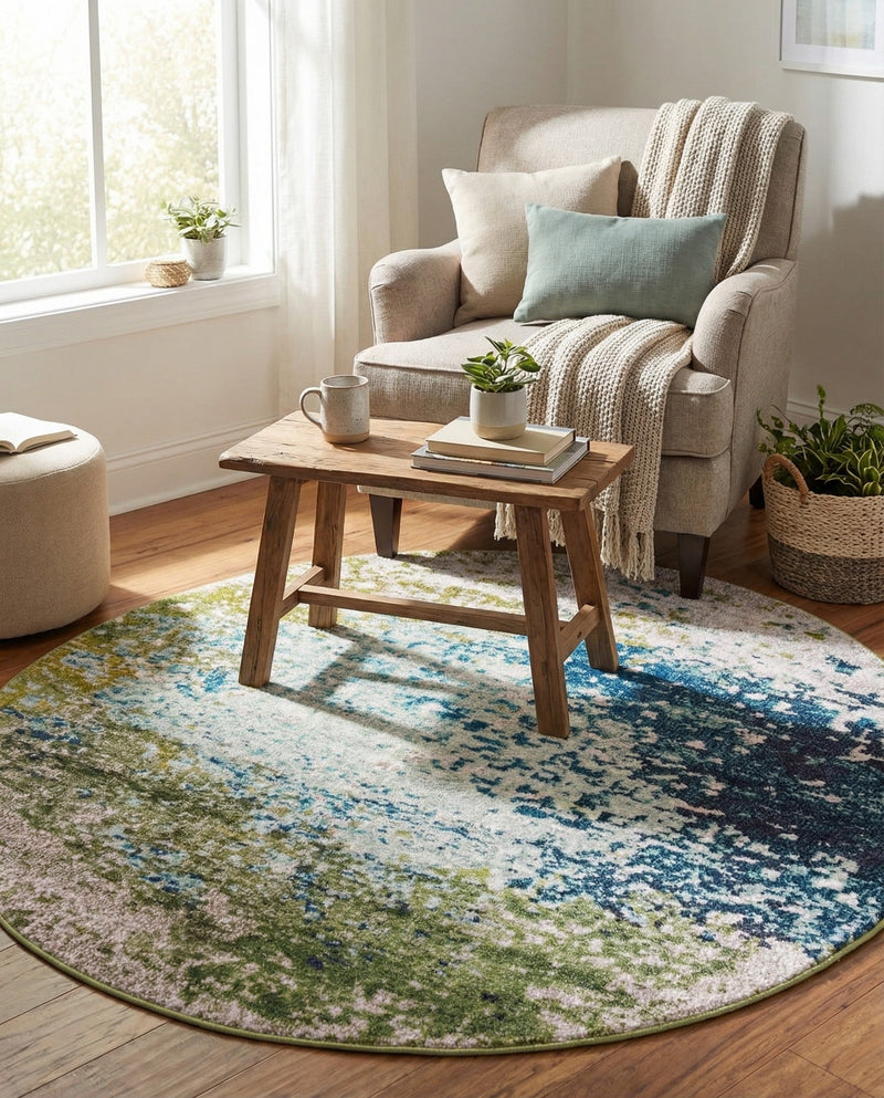 Marrakesh Elegance Collection Area Rug -  Boujad Round Blue  lifestyle 96