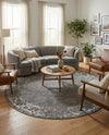 Riviera Elegance Collection Area Rug - Antibes (Dark Gray) Round Dark Gray  lifestyle 85