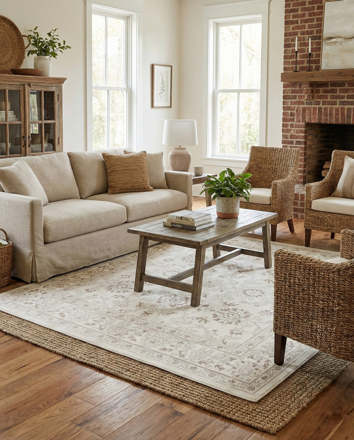 Savannah Elegance Collection Area Rug - Augusta (Ivory) Square Ivory  lifestyle 75