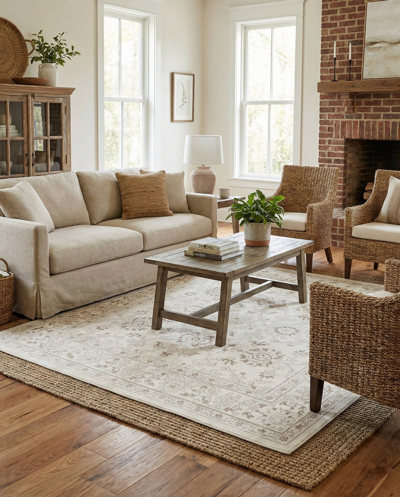 Savannah Elegance Collection Area Rug - Augusta (Ivory) Square Ivory  lifestyle 75