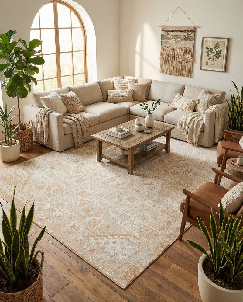 Tribal Terrace Treasures Collection Area Rug - Mayan Marina (Natural) Rectangle Natural  lifestyle 12