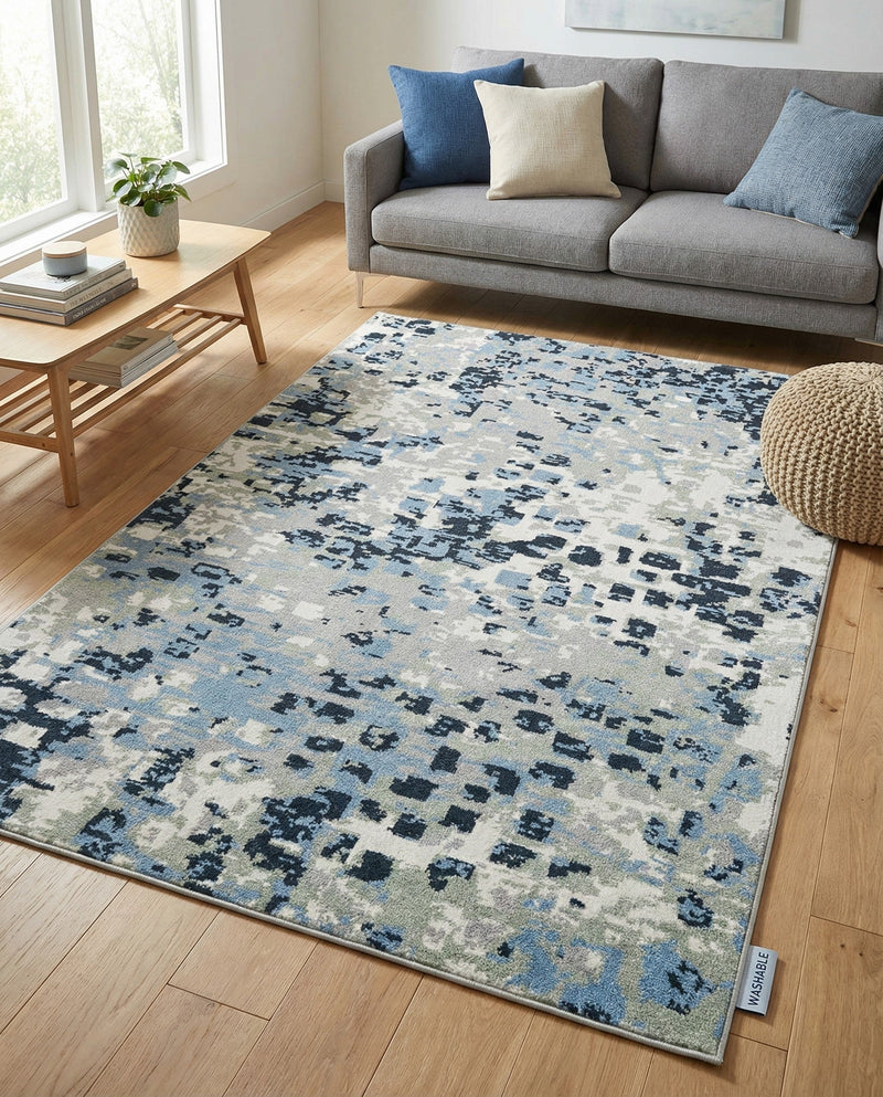 Aegean Elegance Washables Collection Area Rug -  Andros Rectangle Gray Navy Green  lifestyle 21