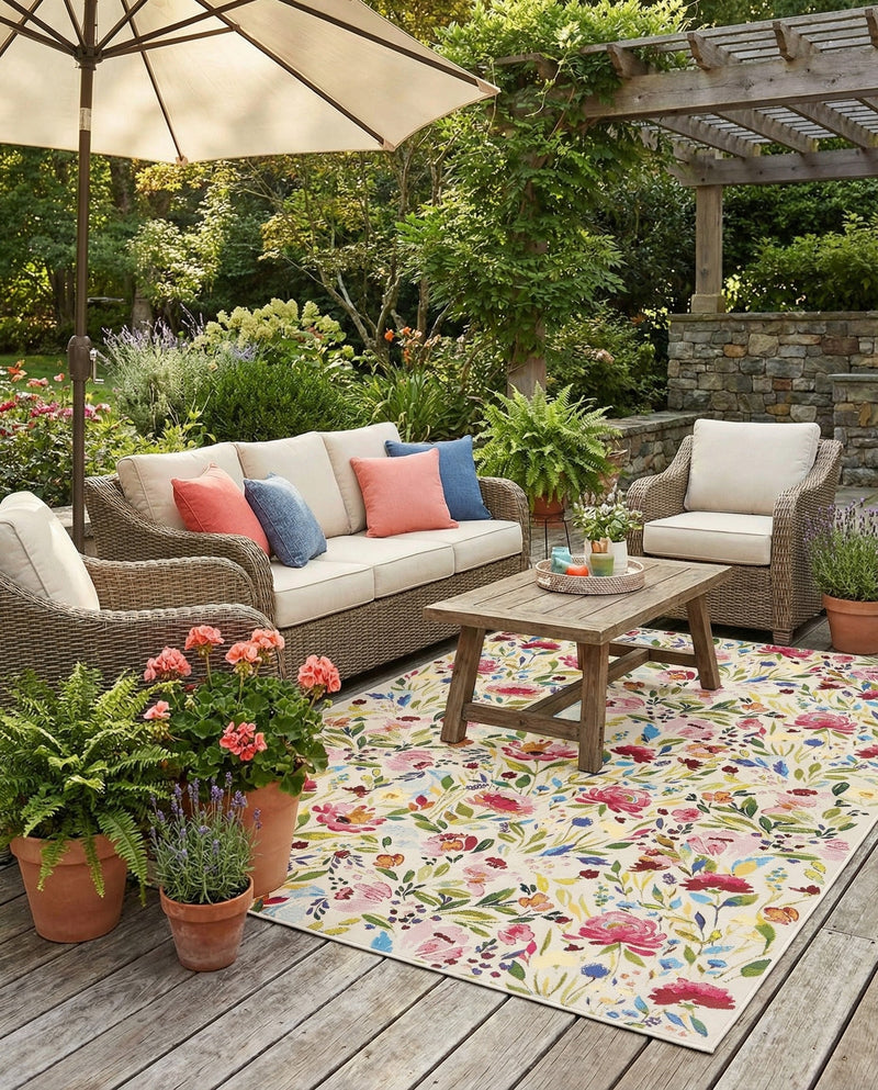 Seaside Blooms Collection Area Rug -  Meadow Rectangle Multi  lifestyle 51