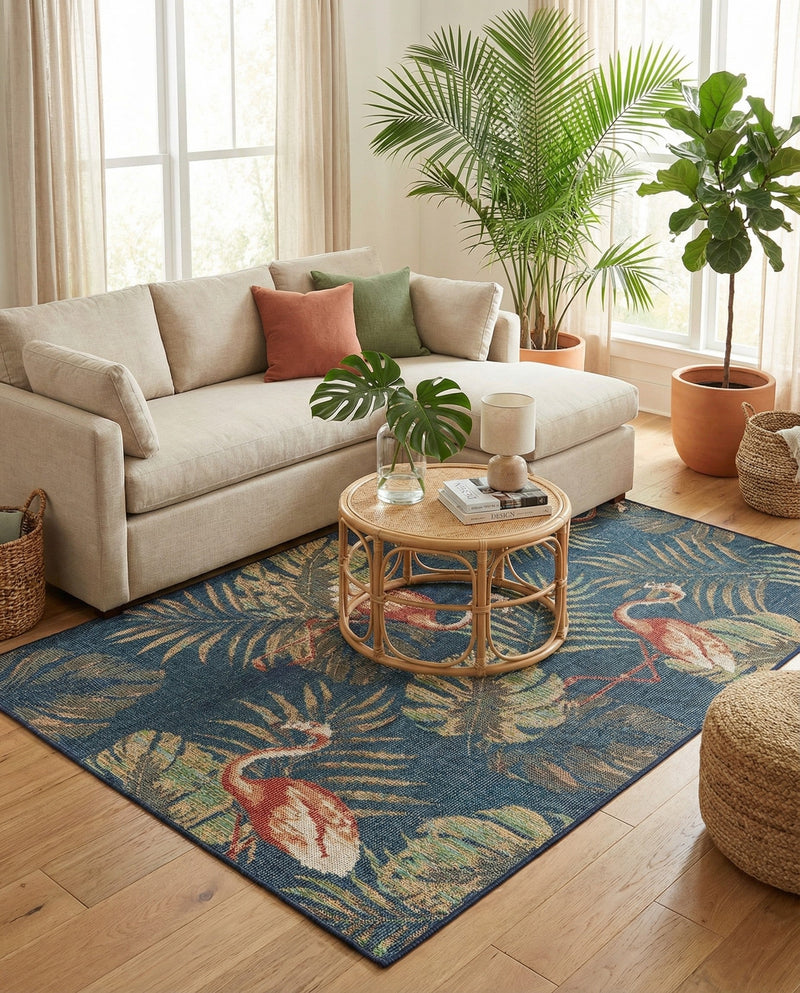 Coastal Terrace Collection Area Rug - Seabreeze Rectangle Navy Blue  lifestyle 6