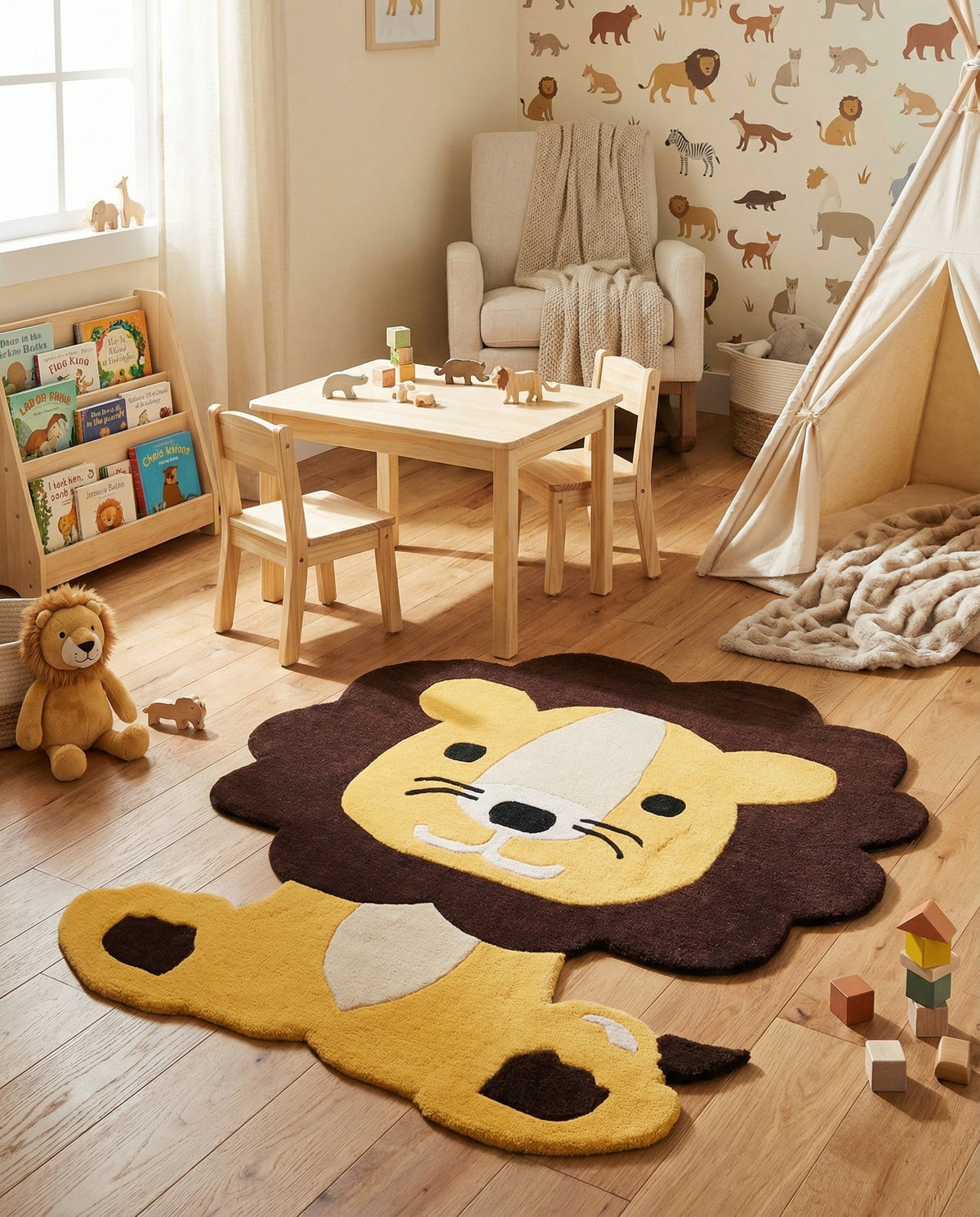 Whimsy Wonders Wool Collection Area Rug -  Jungle Rectangle Yellow  lifestyle 7