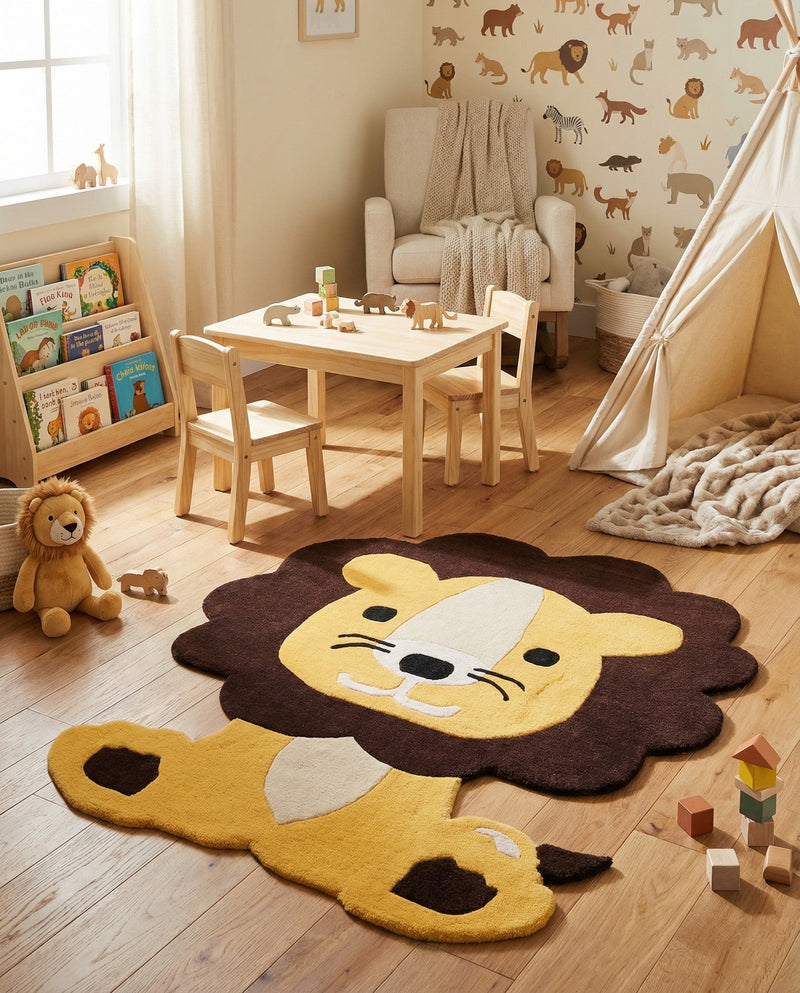 Whimsy Wonders Wool Collection Area Rug -  Jungle Rectangle Yellow  lifestyle 7