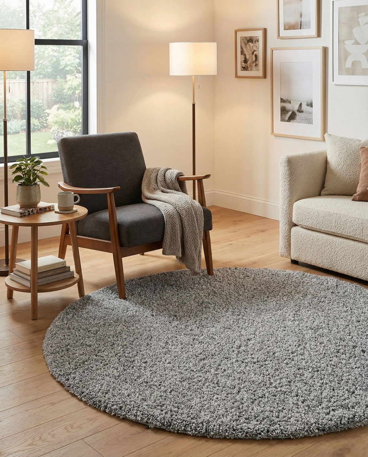 Alpine Plush Collection Area Rug - Verbier Round LGrey  lifestyle 59