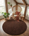Plush Oasis Collection Area Rug - Serenity (Chocolate Brown) Round Chocolate Brown  lifestyle 56