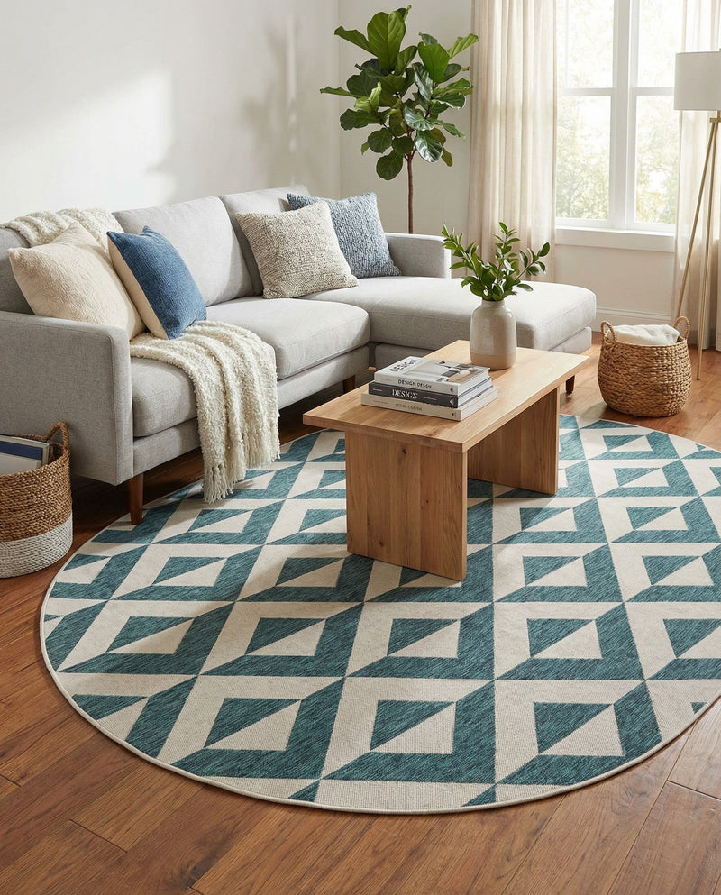Urban Oasis Rugs Collection Area Rug -  Highrise (Teal) Oval Teal  lifestyle 48