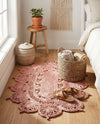 Woven Seaside Jute Collection Area Rug - Coastalhaven (Pink) Oval Pink  lifestyle 5