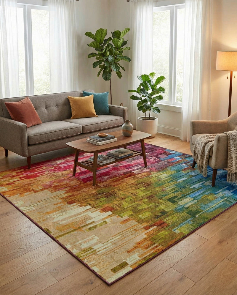 Urban Terrace Collection Area Rug -  Lawn Square Multi  lifestyle 79