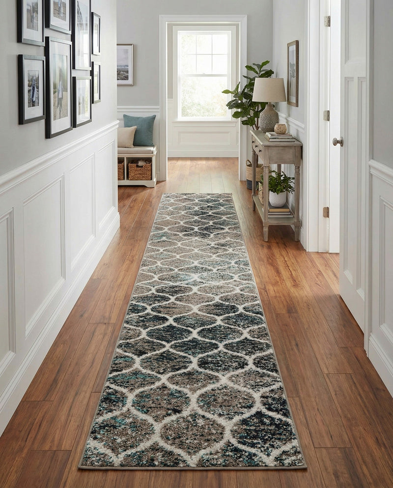 Trellis Mosaic Collection Area Rug -  Pergolatown (Blue Multi) Runner Blue Multi  lifestyle 36