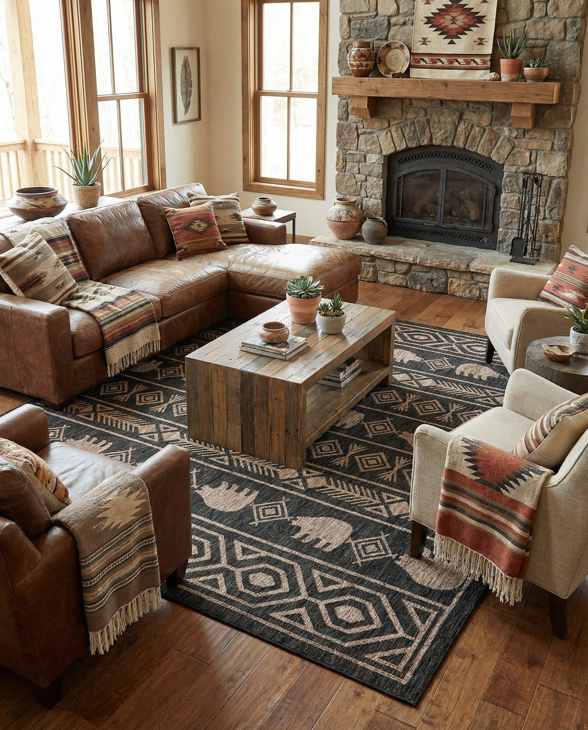 Mesa Oasis Rugs Collection Area Rug - Sundown Square Black  lifestyle 107