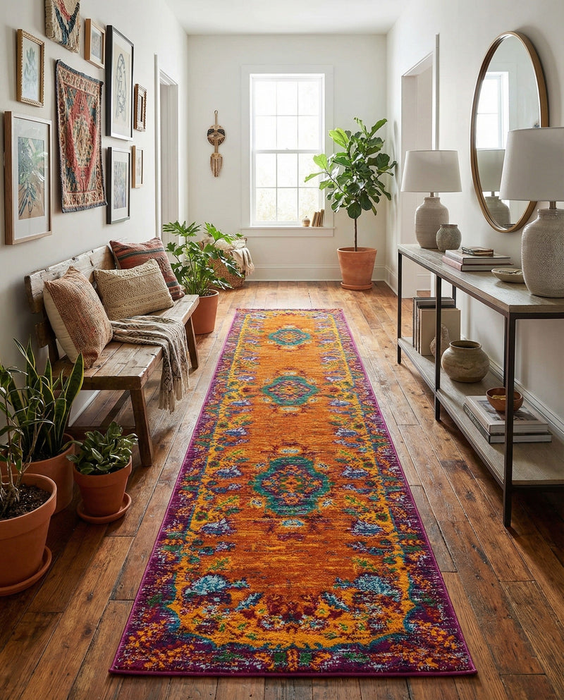 Caribbean Cove Collection Area Rug -  Nevis Runner Orange  lifestyle 53