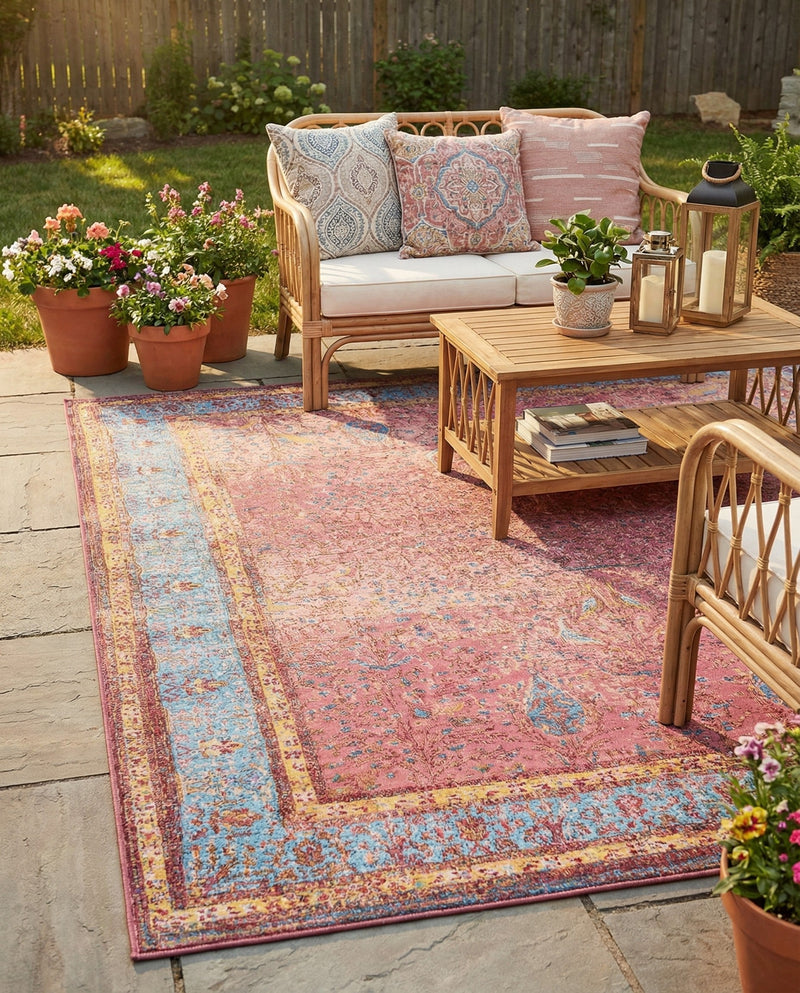 Patio Heritage Collection Area Rug -  Serenity Rectangle Vintage Salmon Coral  lifestyle 31